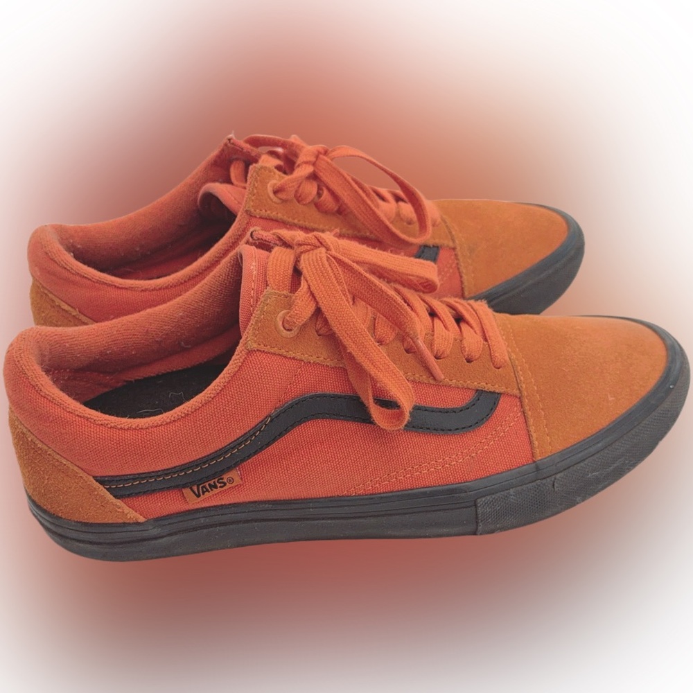 Vans Men's Pro Cush Vibrant Orange and Black Sneakers Sz 8.5 - Picture 2 of 6